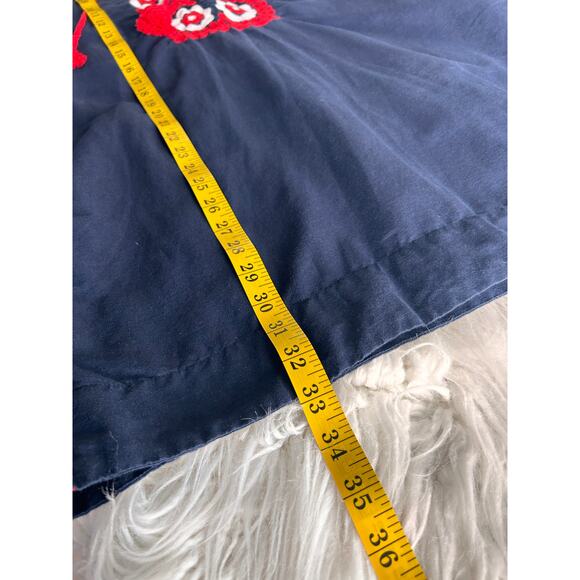 J. Crew Women's Red Embroidered Floral Beach Cover-Up Tunic Dress Blue Small - Picture 11 of 11